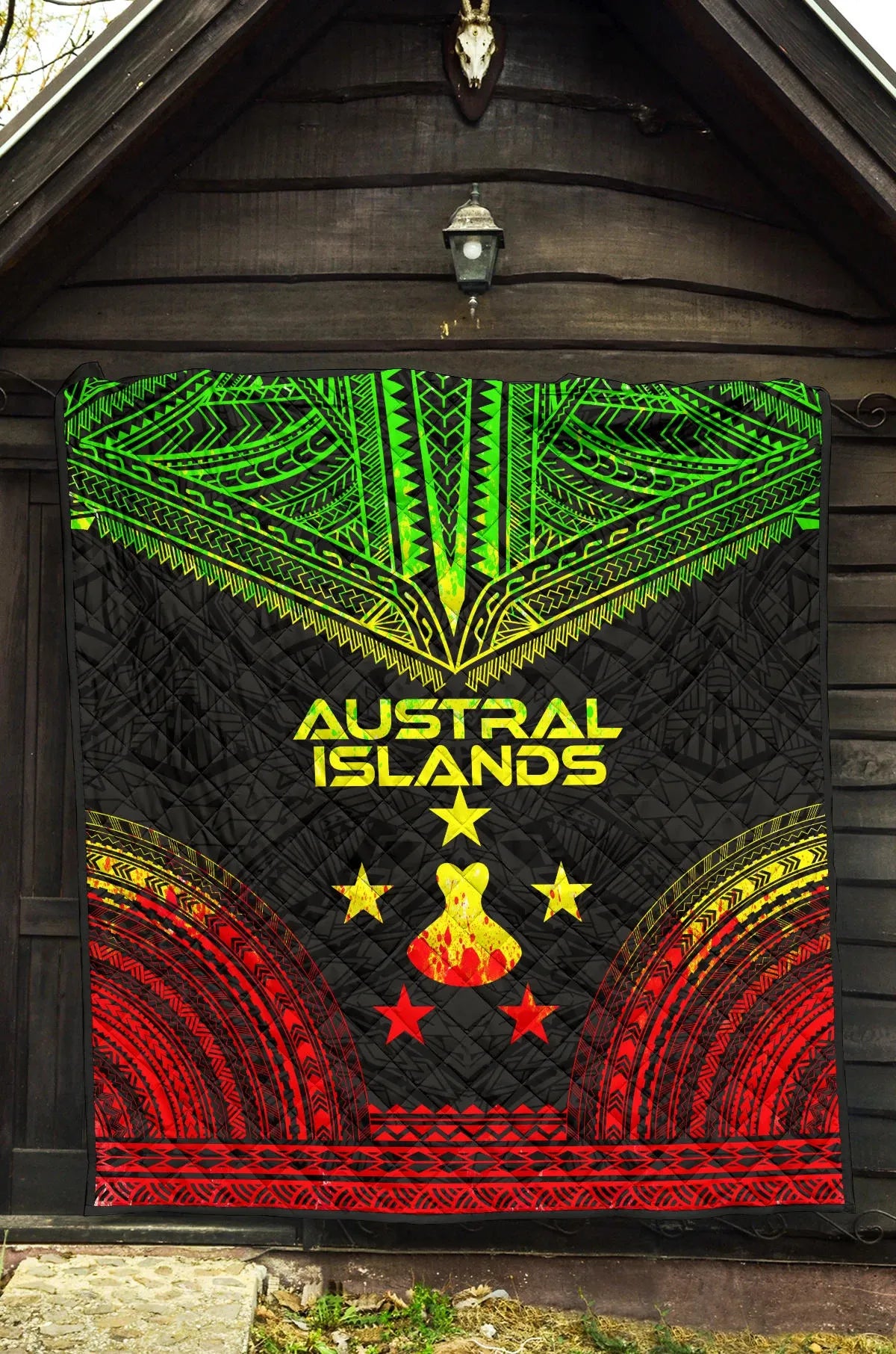 Austral Islands Premium Quilt - Austral Islands Flag Polynesian Chief Reggae Version