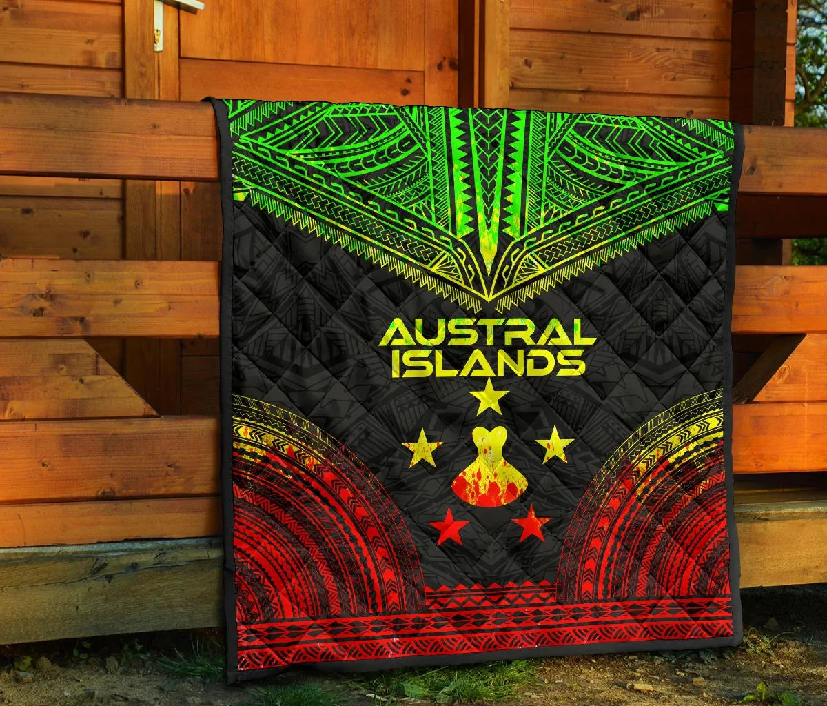 Austral Islands Premium Quilt - Austral Islands Flag Polynesian Chief Reggae Version