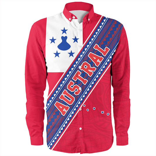 Austral Islands Long Sleeve Shirt Flag And Coat Of Arms