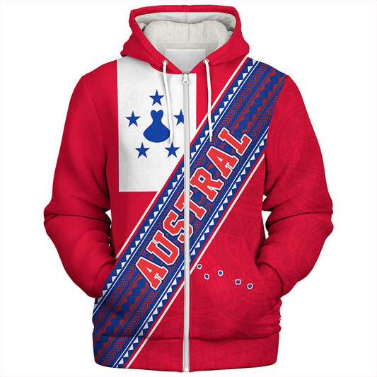 Austral Islands Sherpa Hoodie Flag And Coat Of Arms
