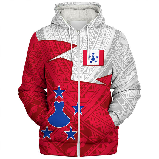 Austral Islands Sherpa Hoodie Polynesian Tattoo Flag And Coat Of Arms