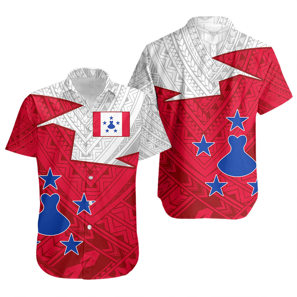 Austral Islands Short Sleeve Shirt Polynesian Tattoo Flag And Coat Of Arms