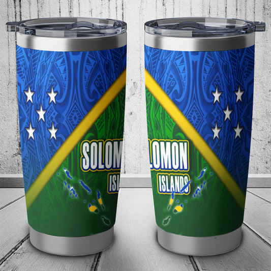 Solomon Islands Flag Color With Traditional Patterns Tumbler