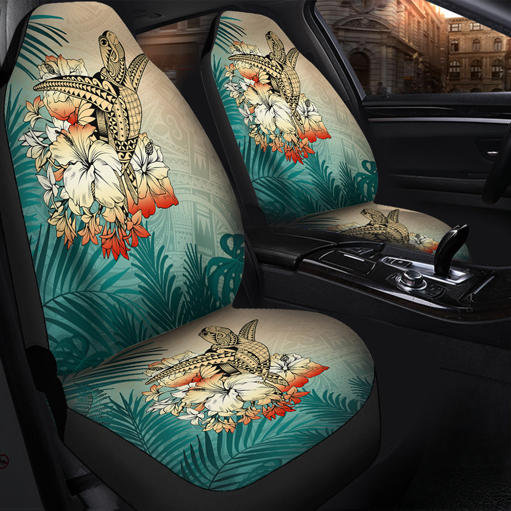 Hawaii Car Seat Covers Tropical Leaves Sea Turtle Tribal