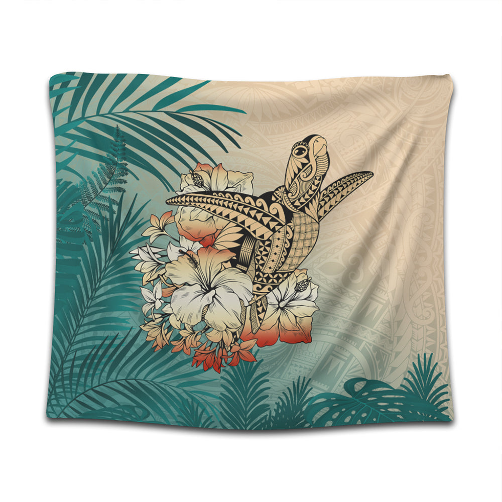 Hawaii Tapestry Tropical Leaves Sea Turtle Tribal