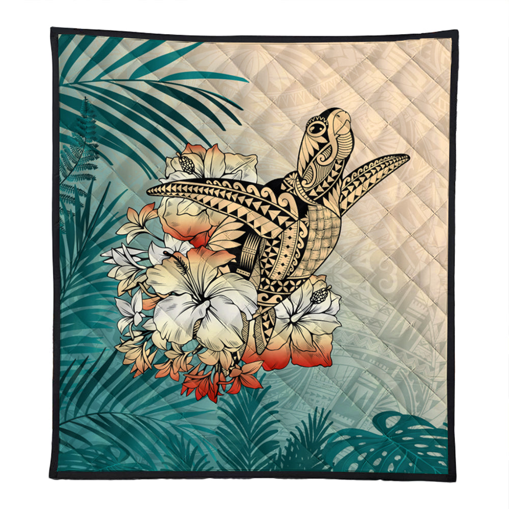 Hawaii Premium Quilt Tropical Leaves Sea Turtle Tribal