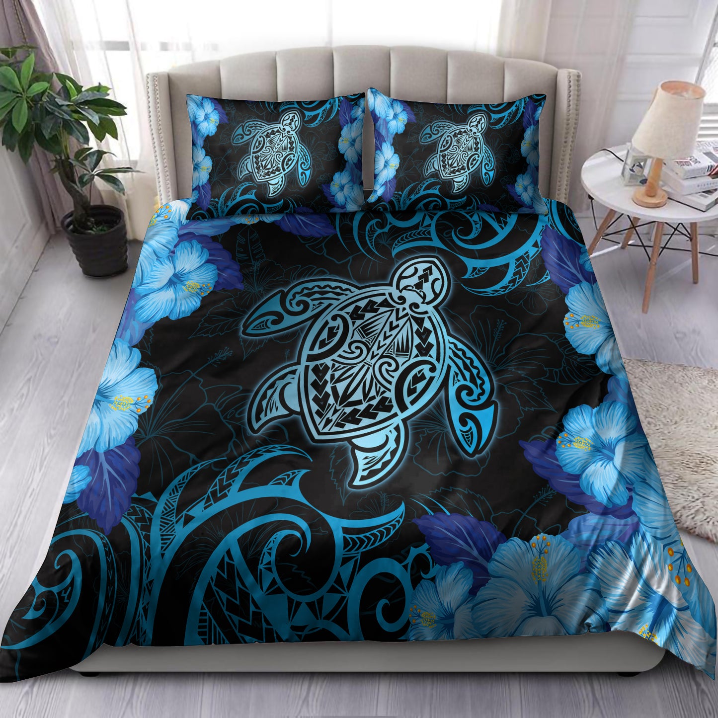 Hawaii Bedding Set - Hawaii Turtle Hibiscus Blue