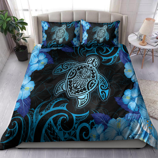 Hawaii Bedding Set - Hawaii Turtle Hibiscus Blue