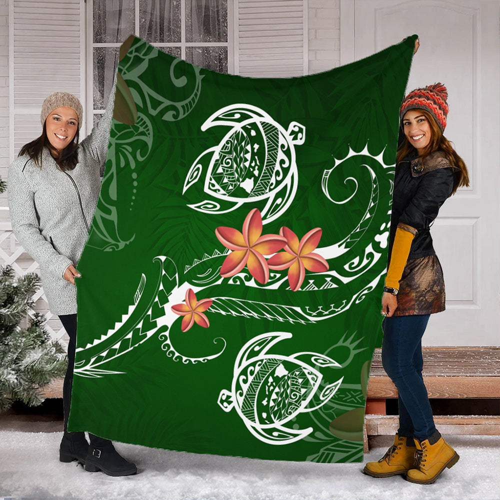 Hawaii Premium Blanket Polynesian Turtle Map Hawaii Plumeria