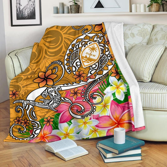 Guam Premium Blanket - Turtle Plumeria (Gold)