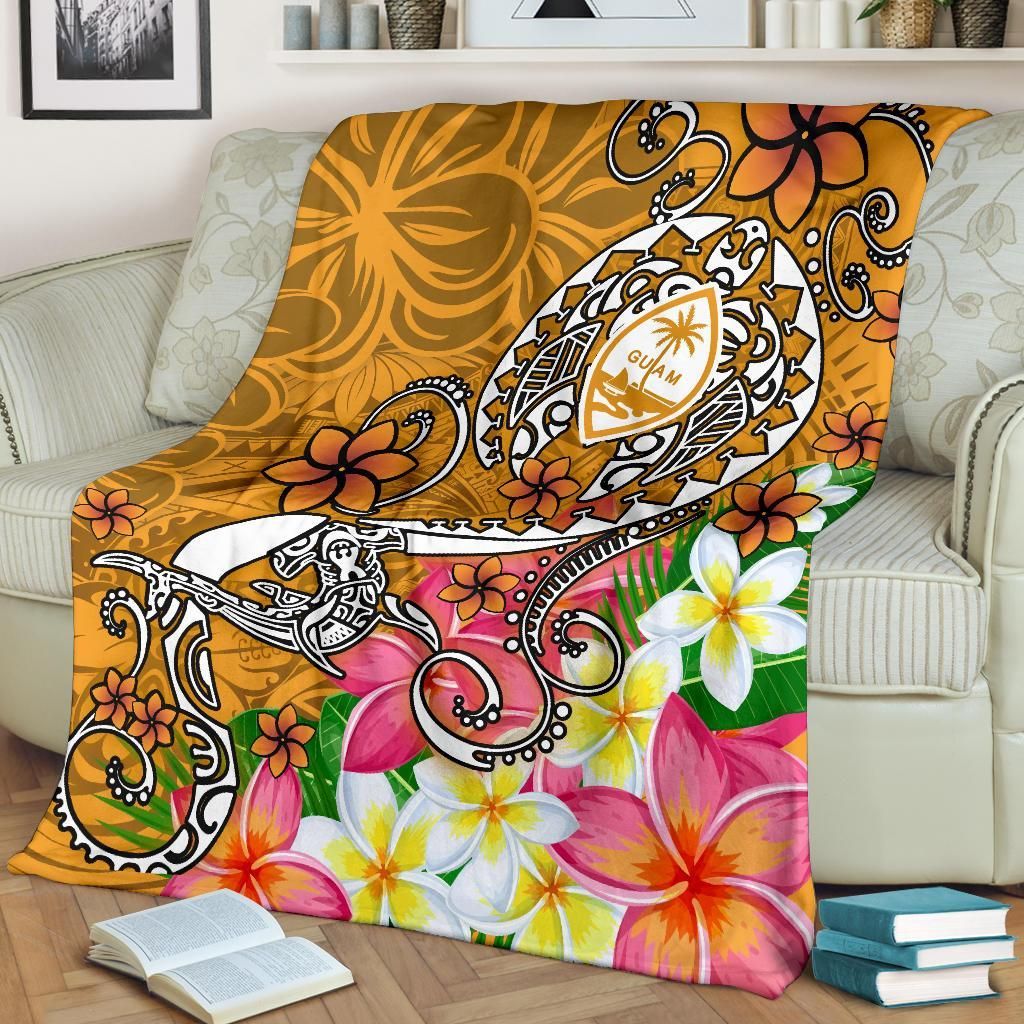 Guam Premium Blanket - Turtle Plumeria (Gold)