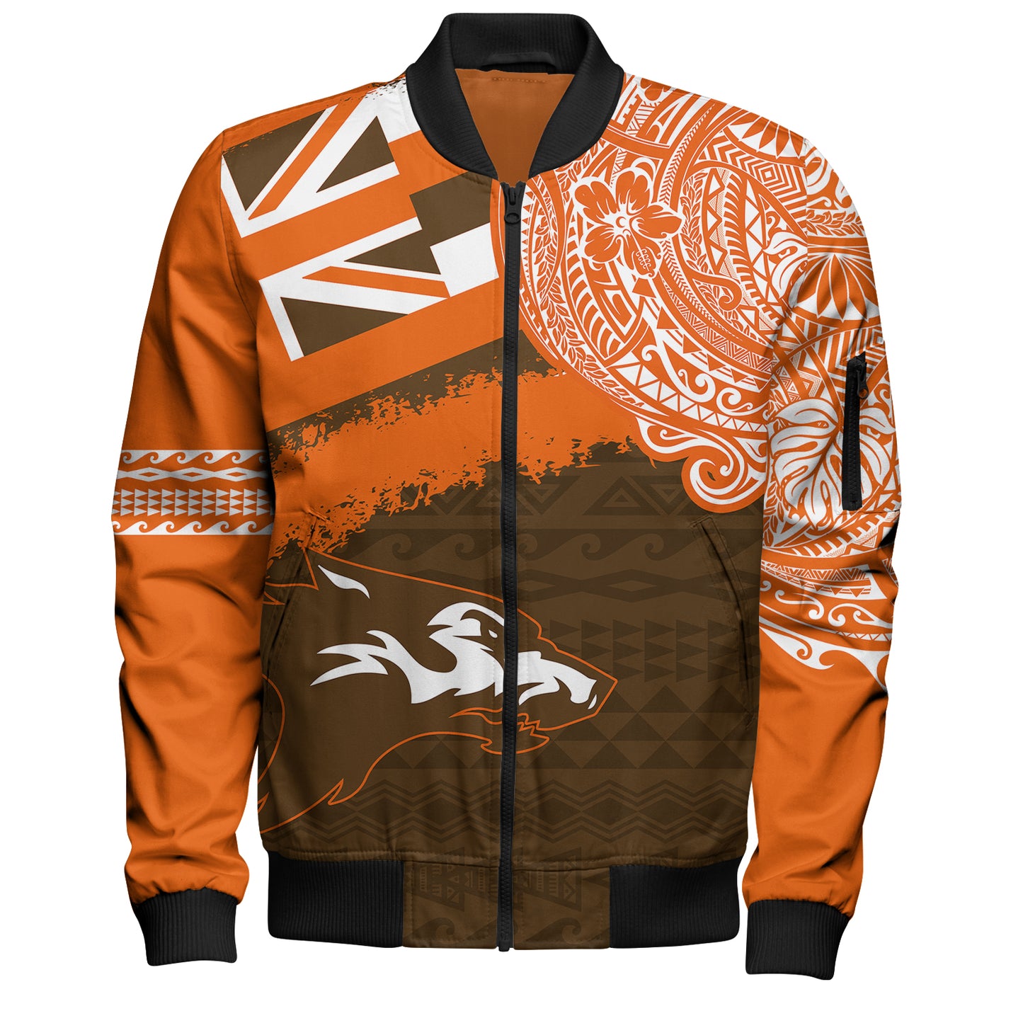 Hawaii Bomber Jacket Pac-5 Atheletics Polynesian Crest Style
