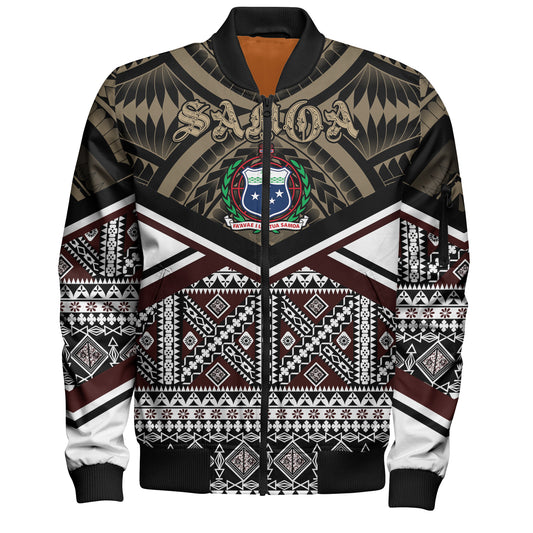 Samoa Bomber Jacket - Samoa Masi Dobby Coat Of Arms Bomber Jacket