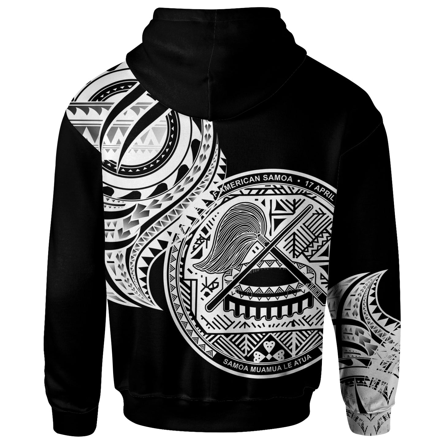 American Samoa Custom Personalised Hoodie - American Samoa Tatau White Patterns