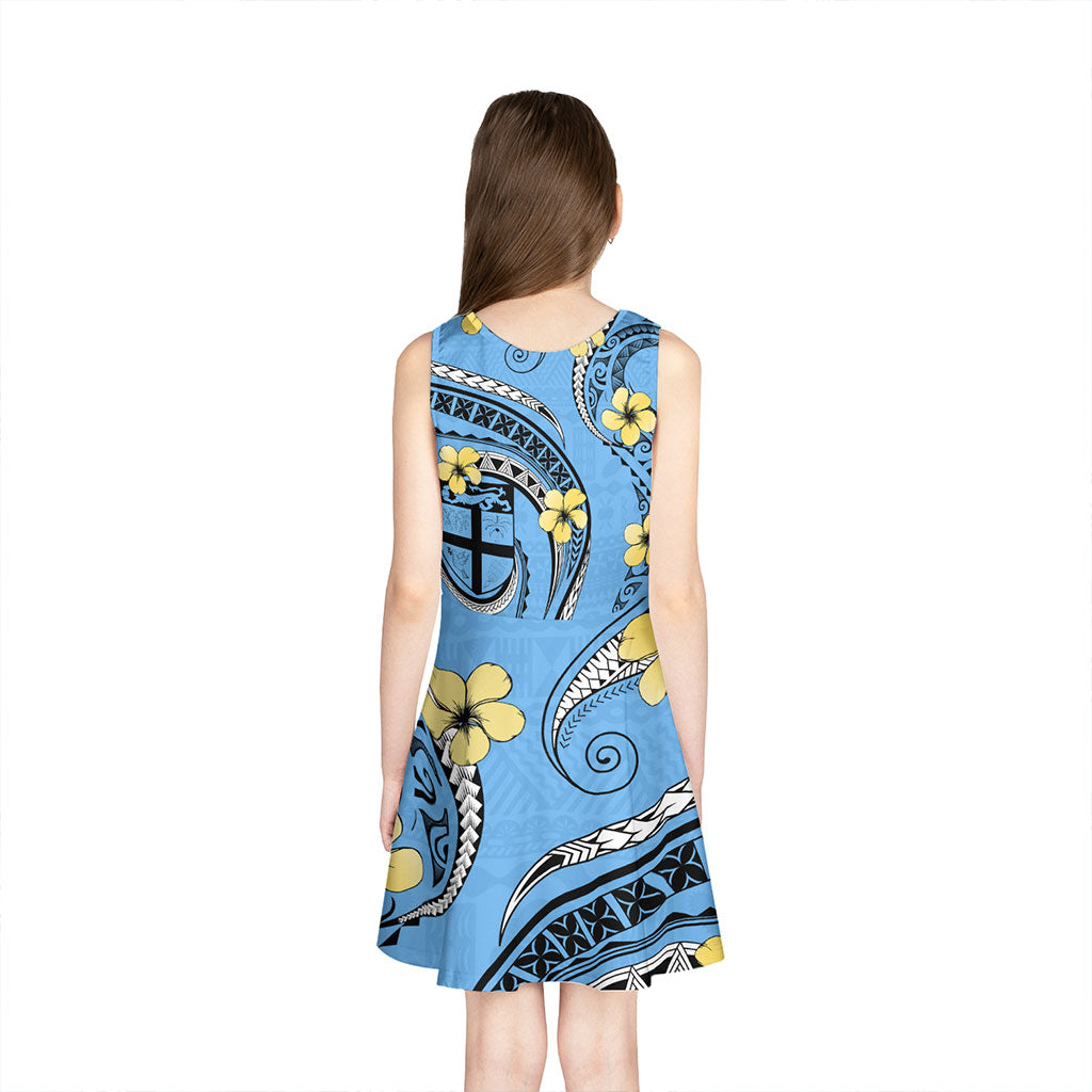 Fiji Girls Sleeveless Sundress Bula Style Plumeria Flower
