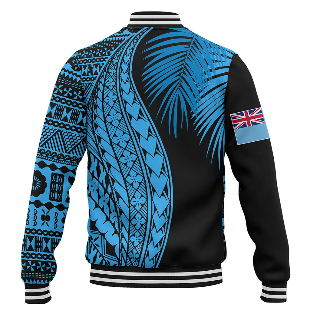 Fiji Baseball Jacket Traditional Tattoo Style Leaf