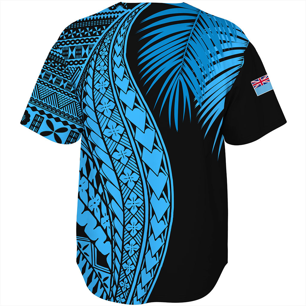 Fiji Baseball Shirt Traditional Tattoo Style Leaf