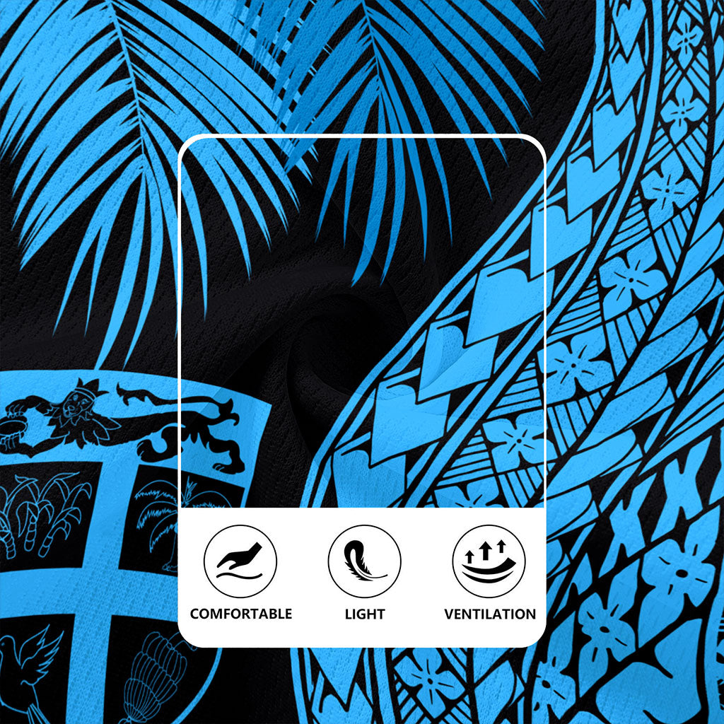 Fiji Rugby Jersey Traditional Tattoo Style Leaf