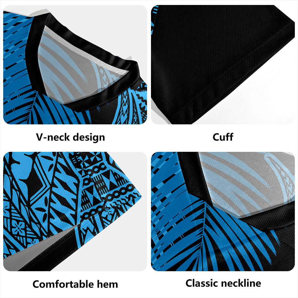 Fiji Rugby Jersey Traditional Tattoo Style Leaf