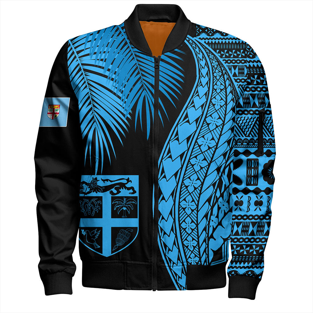 Fiji Bomber Jacket Traditional Tattoo Style Leaf