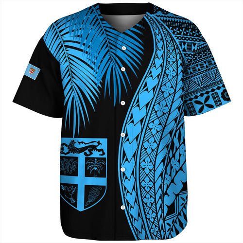 Fiji Baseball Shirt Traditional Tattoo Style Leaf