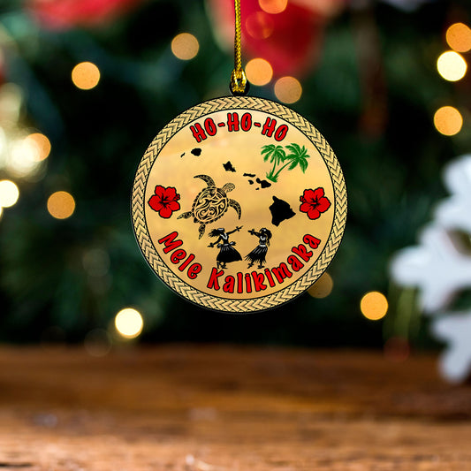 Hawaii Acrylic And Wooden Ornament  Christmas In Hawaii
