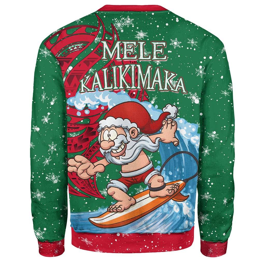 Christmas Sweatshirt 03 - Santa Claus With Surfboard