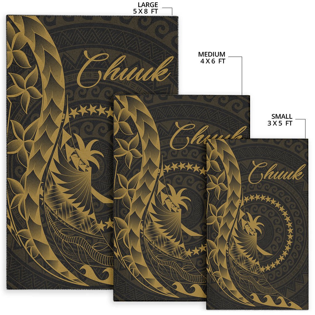 Chuuk Area Rug - Polynesian Pattern Style Gold Color