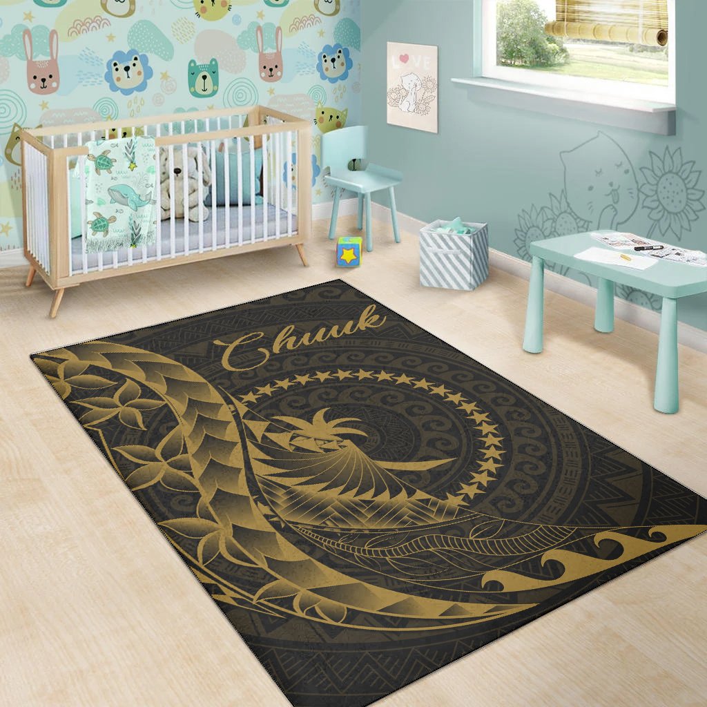 Chuuk Area Rug - Polynesian Pattern Style Gold Color