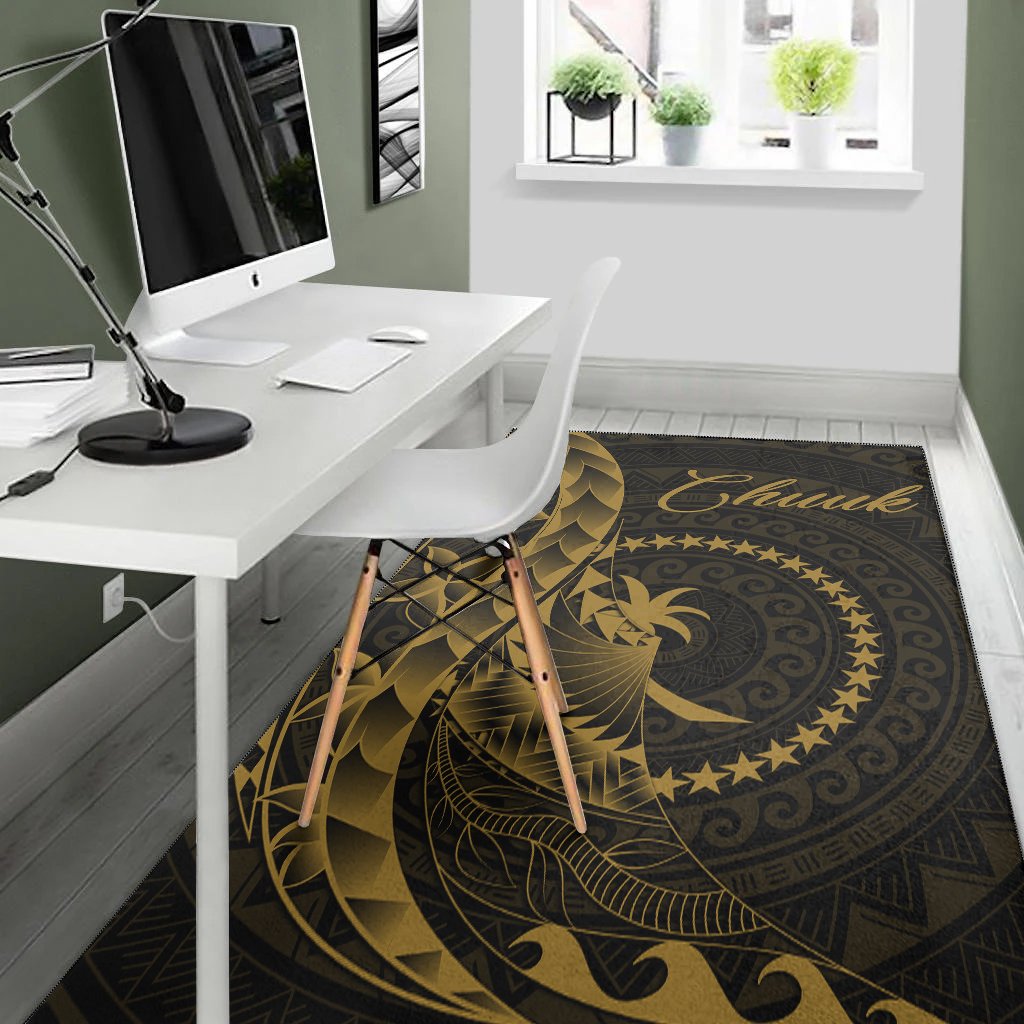 Chuuk Area Rug - Polynesian Pattern Style Gold Color