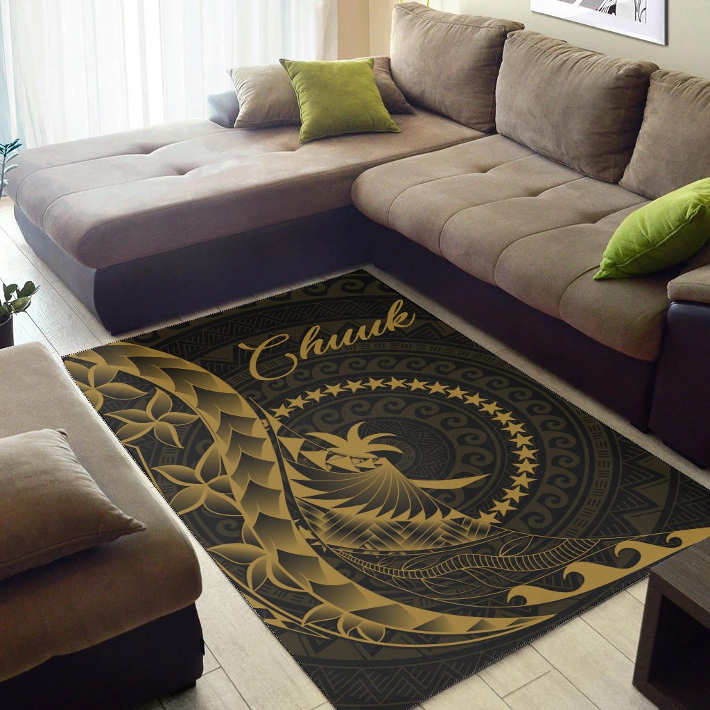 Chuuk Area Rug - Polynesian Pattern Style Gold Color