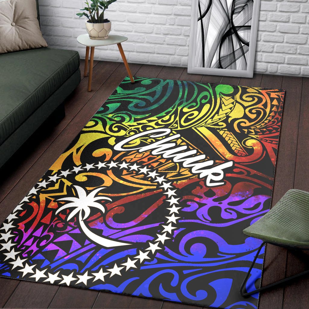 Chuuk Area Rug - Rainbow Polynesian Pattern