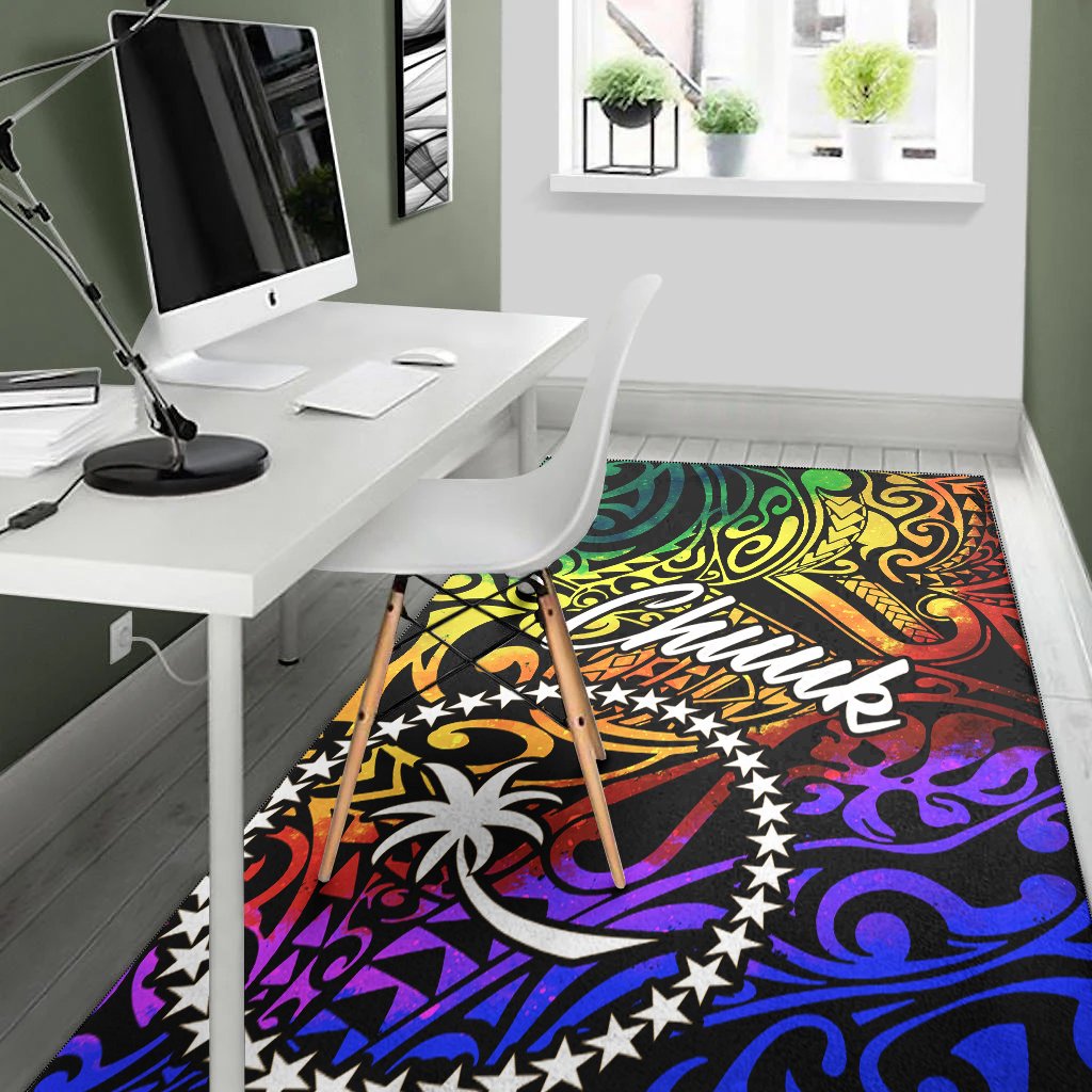 Chuuk Area Rug - Rainbow Polynesian Pattern