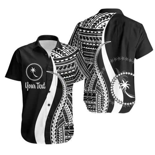 Chuuk Custom Personalised Short Sleeve Shirt - White Polynesian Tentacle Tribal Pattern
