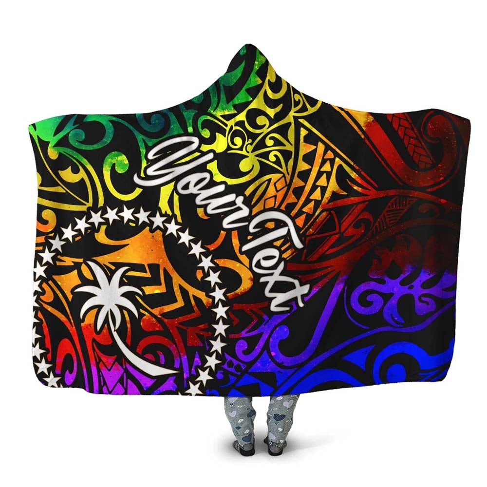 Chuuk Custom Personalised Hooded Blanket - Rainbow Polynesian Pattern