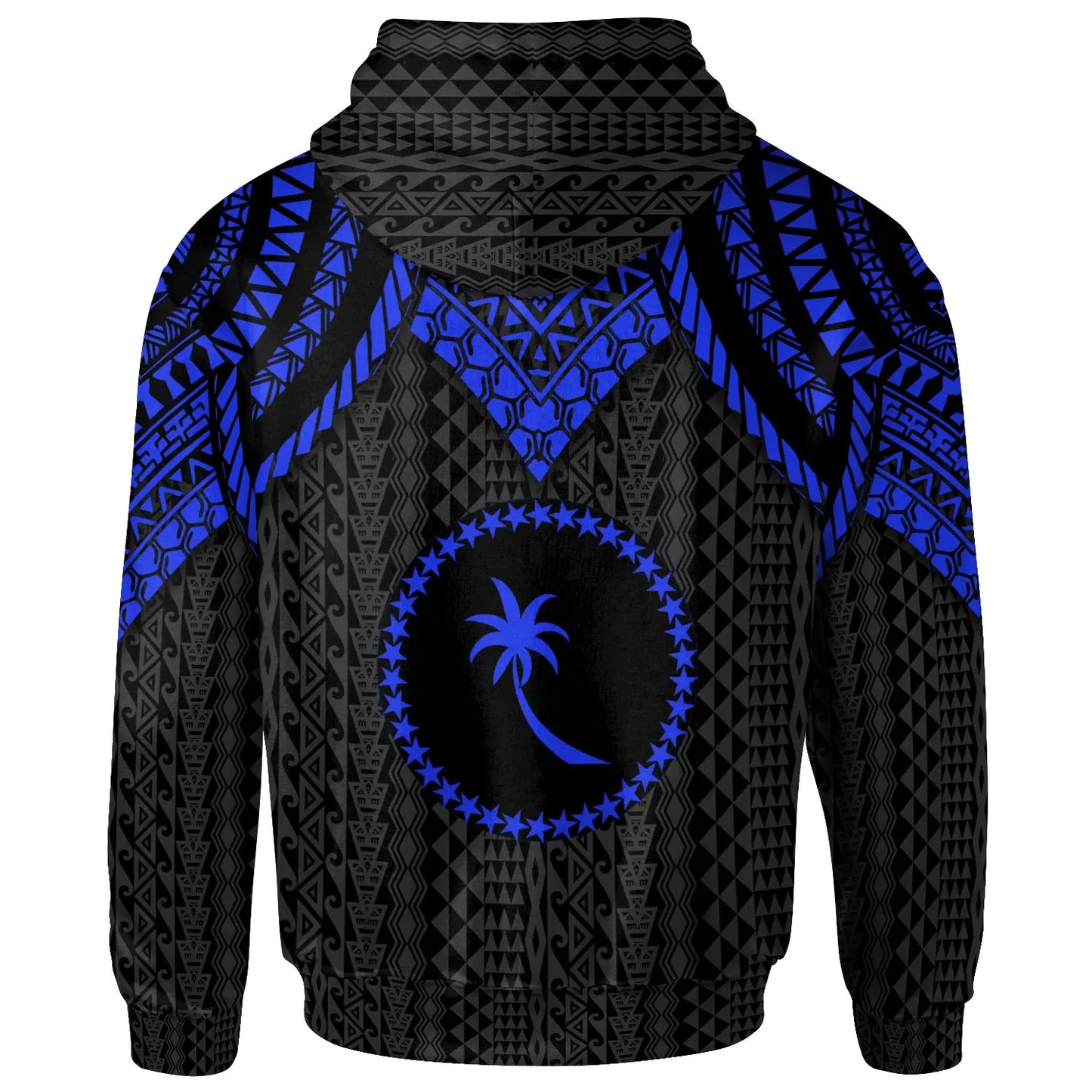 Chuuk Custom Personalised Hoodie - Polynesian Armor Style Blue