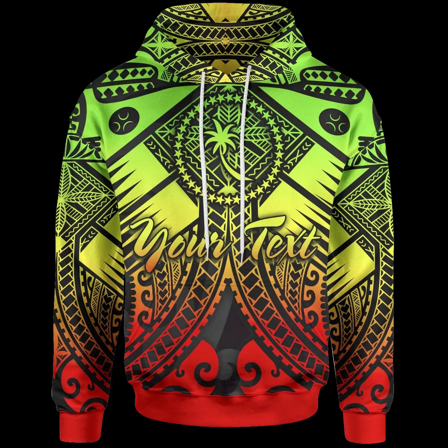 Chuuk Custom Personalised Hoodie  - Reggae Seal with Polynesian Tattoo