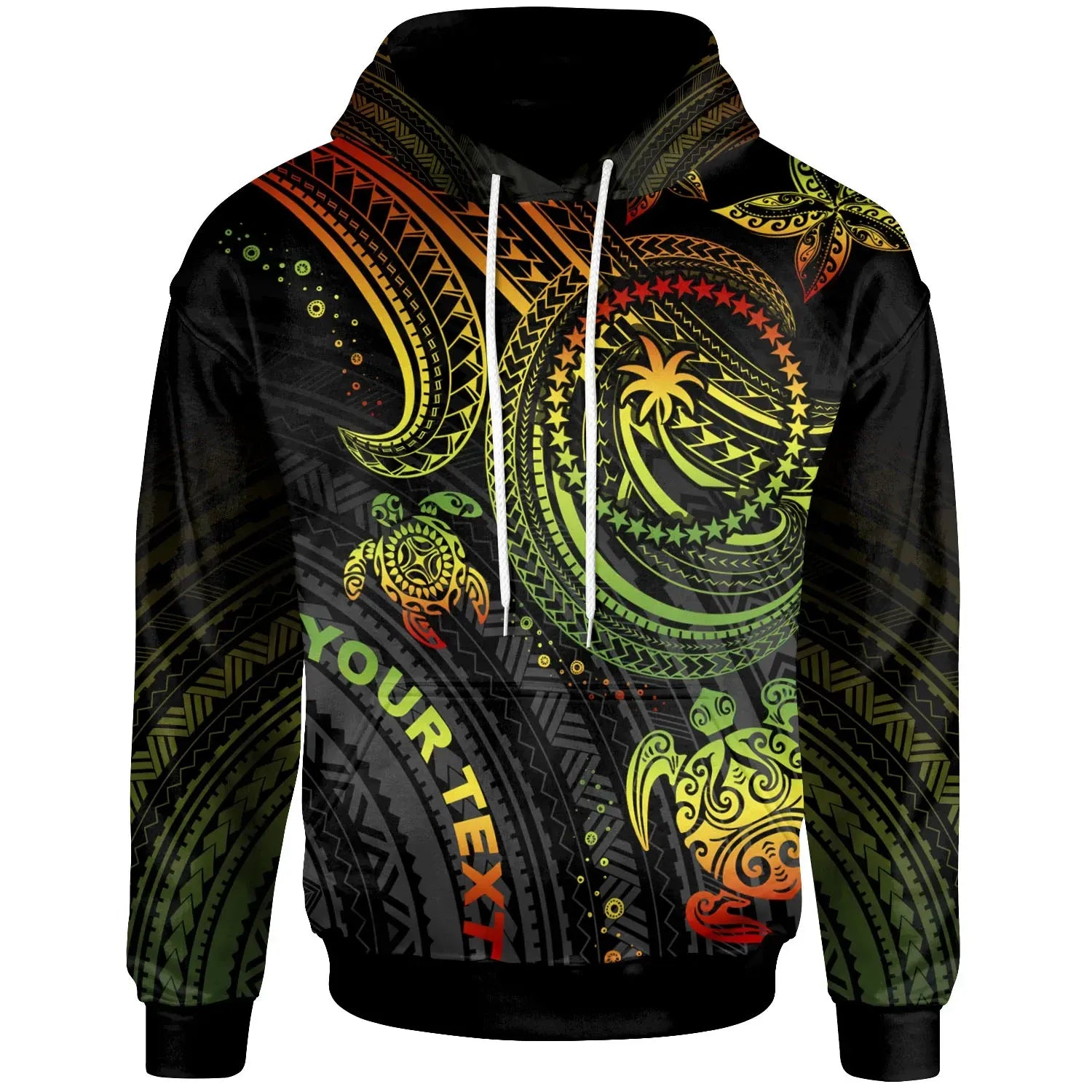 Chuuk Custom Personalised Hoodie - Reggae Turtle