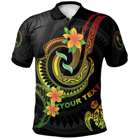 Chuuk Custom Personalised Polo Shirt - Reggae Plumeria Flowers with Spiral Patterns