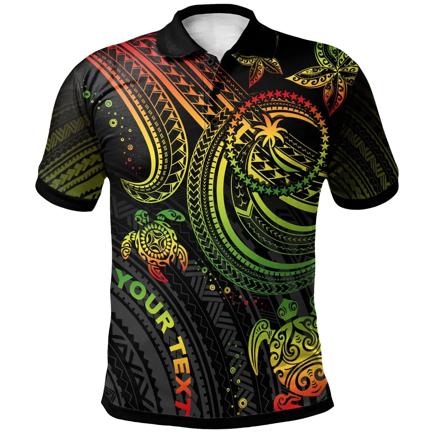 Chuuk Custom Personalised Polo Shirt - Reggae Turtle