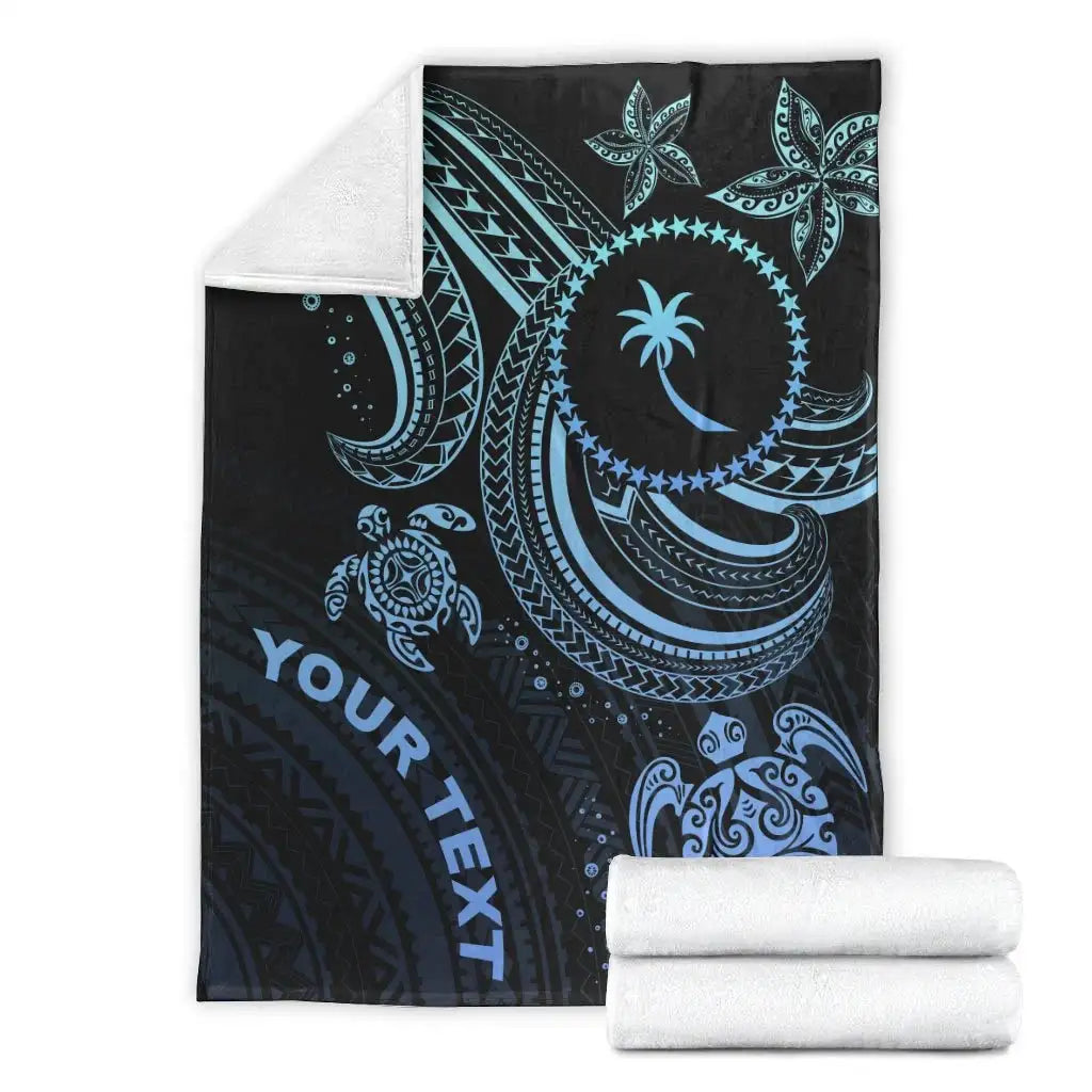 Chuuk Custom Personalised Premium Blanket- Blue Turtle