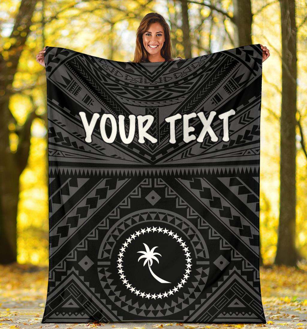 Chuuk Custom Personalised Premium Blanket - Chuuk Seal With Polynesian Tattoo Style (Black)