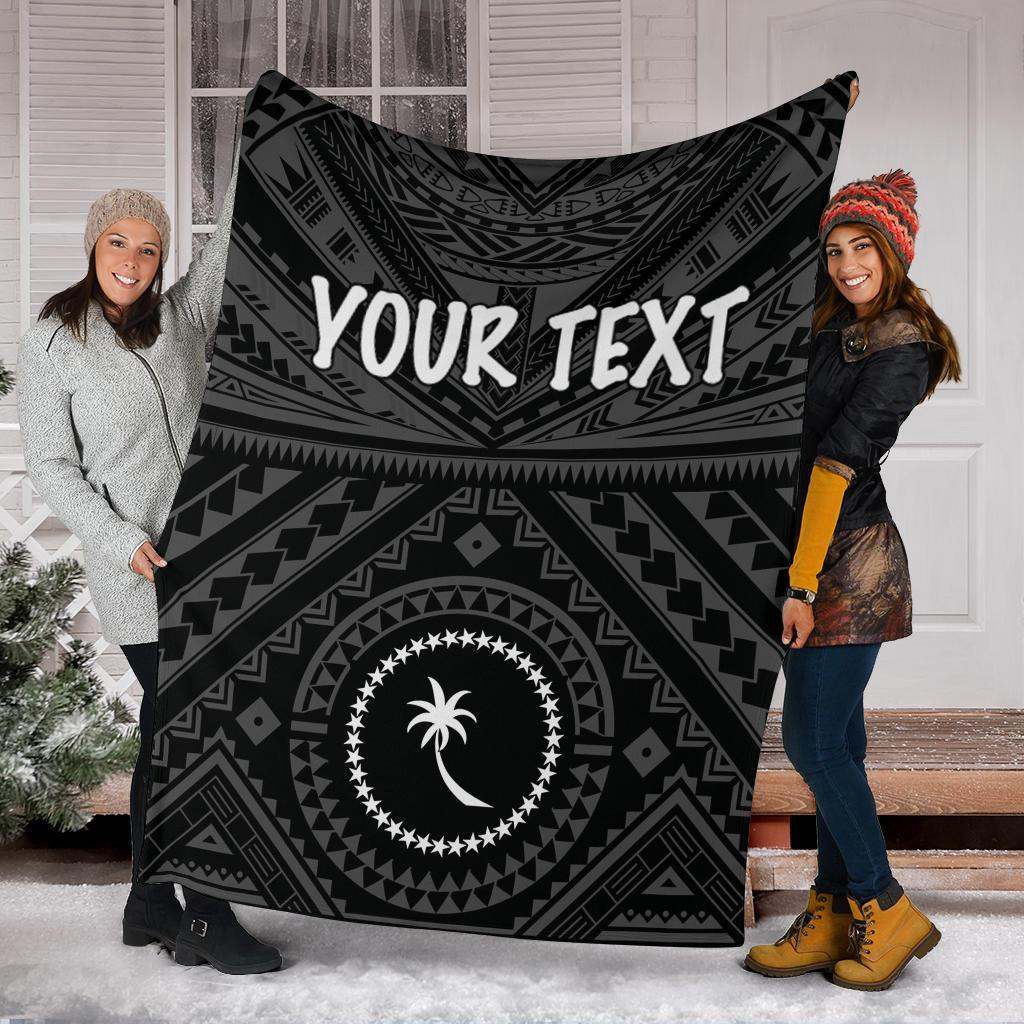 Chuuk Custom Personalised Premium Blanket - Chuuk Seal With Polynesian Tattoo Style (Black)
