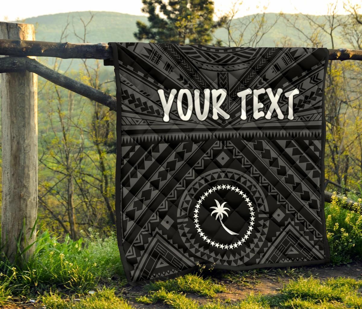 Chuuk Custom Personalised Premium Quilt - Chuuk Seal With Polynesian Tattoo Style ( Black)