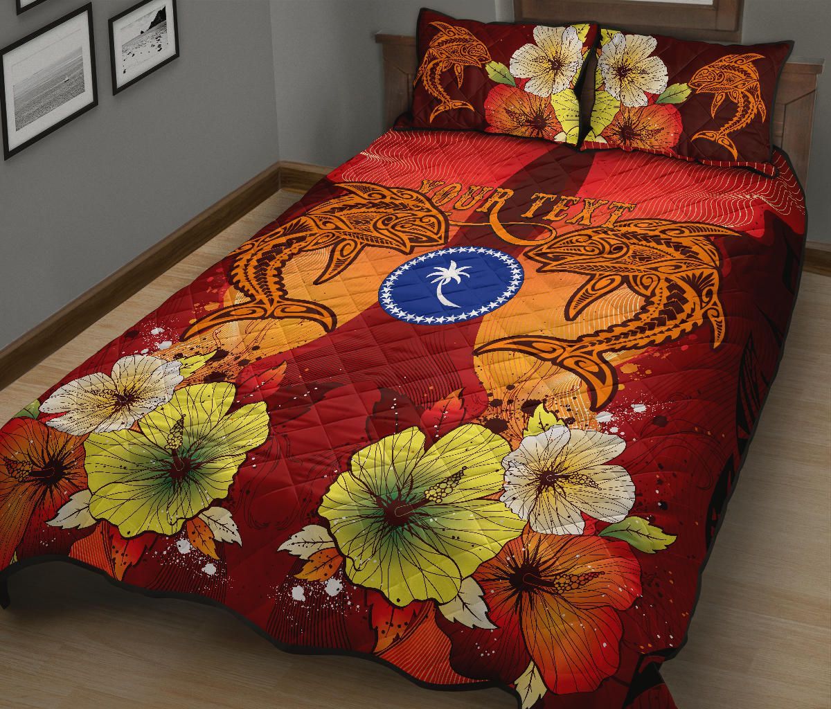 Chuuk Custom Personalised Quilt Bed Sets - Tribal Tuna Fish