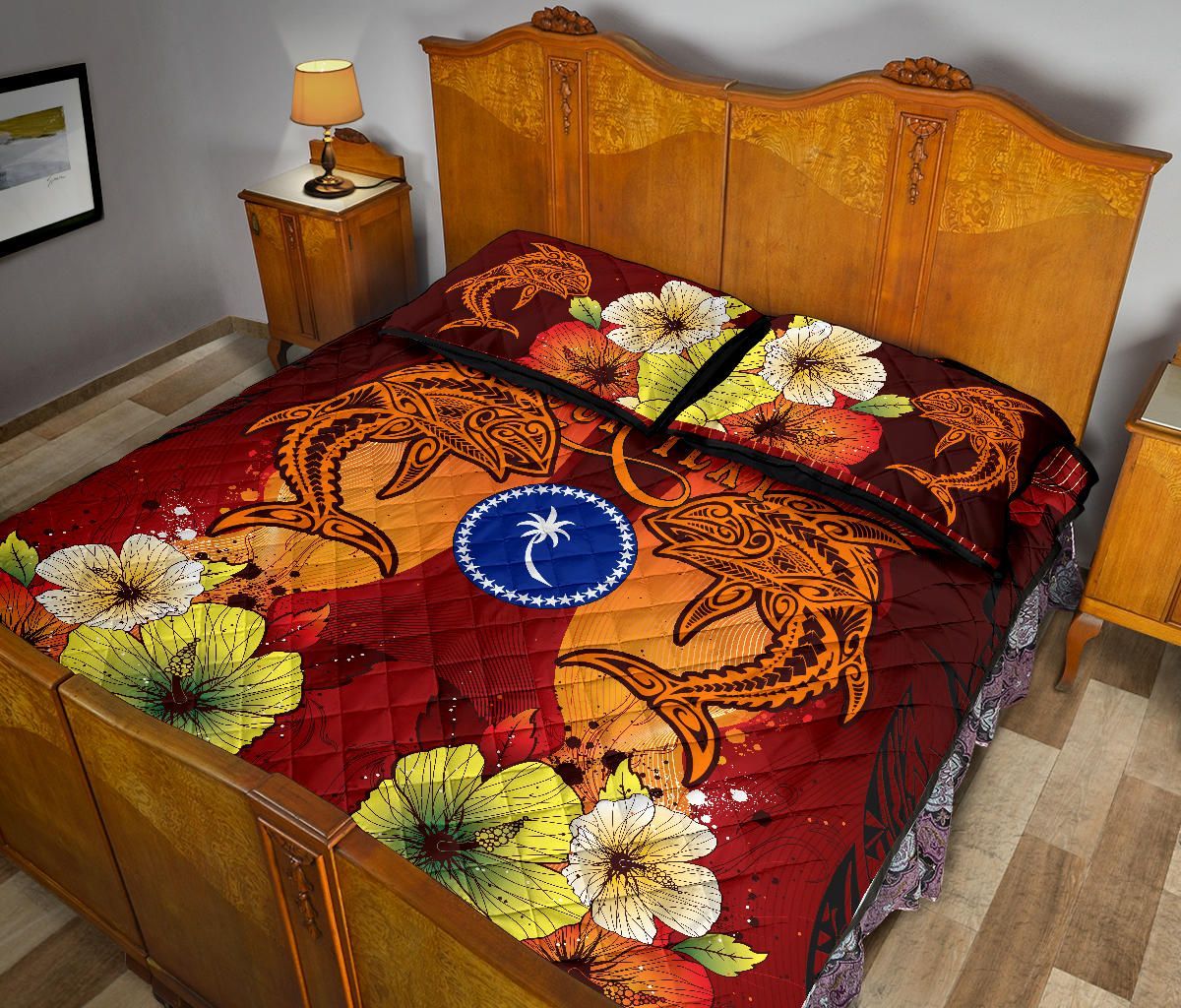 Chuuk Custom Personalised Quilt Bed Sets - Tribal Tuna Fish