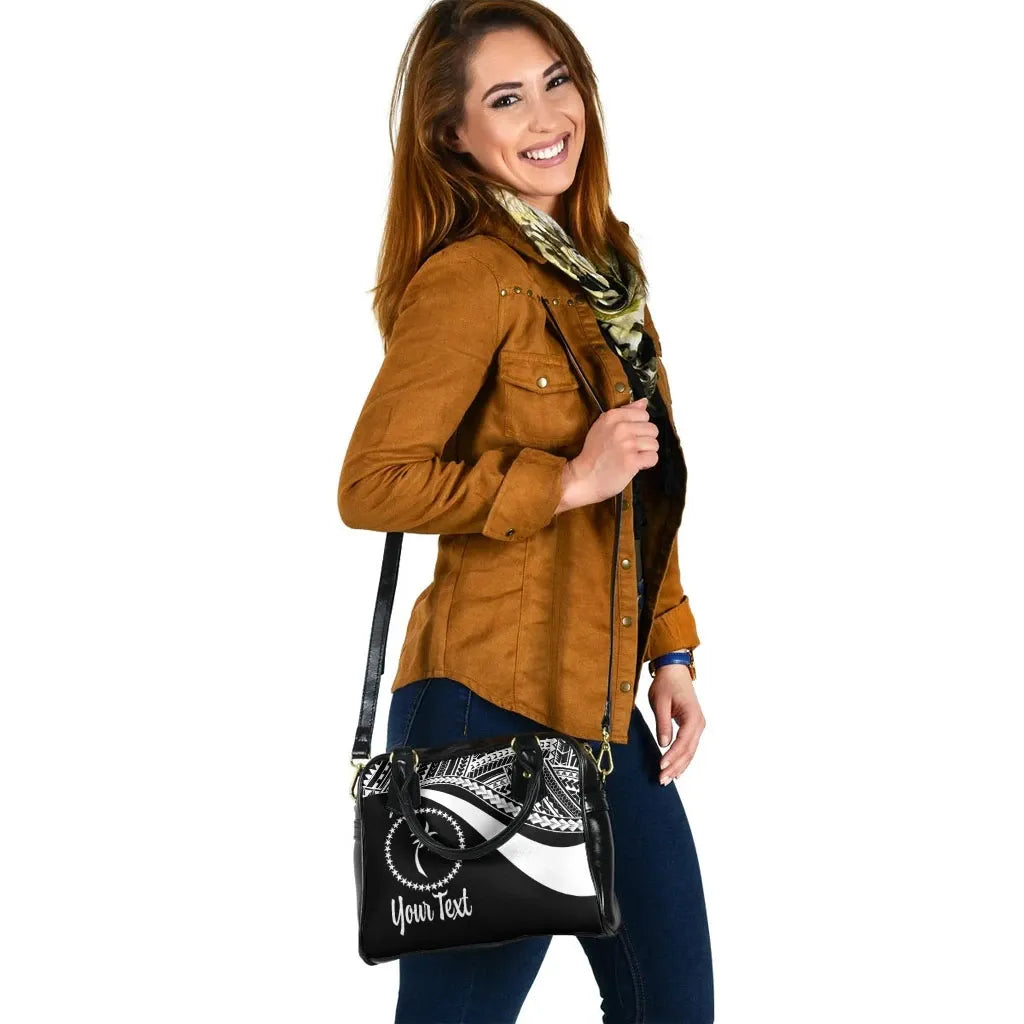 Chuuk Custom Personalised Shoulder Handbag - White Polynesian Tentacle Tribal Pattern