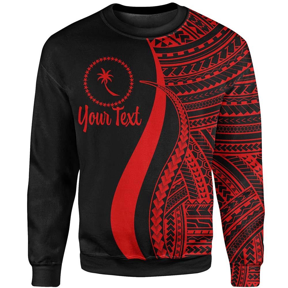 Chuuk Custom Personalised Sweatshirt - Red Polynesian Tentacle Tribal Pattern