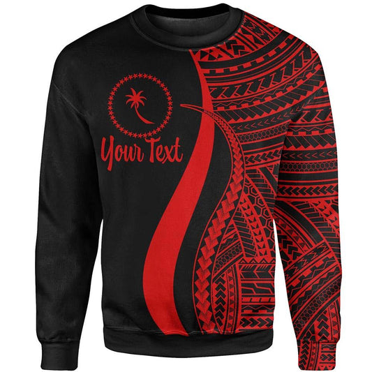 Chuuk Custom Personalised Sweatshirt - Red Polynesian Tentacle Tribal Pattern
