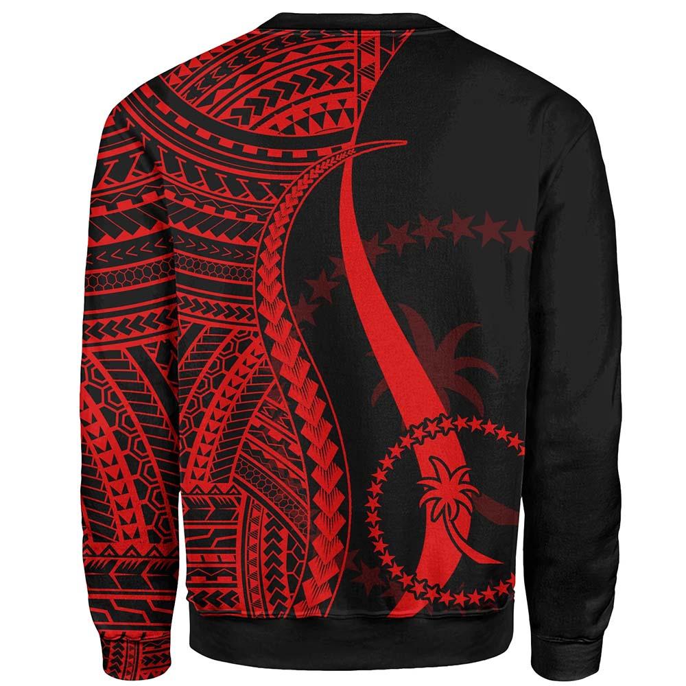 Chuuk Custom Personalised Sweatshirt - Red Polynesian Tentacle Tribal Pattern